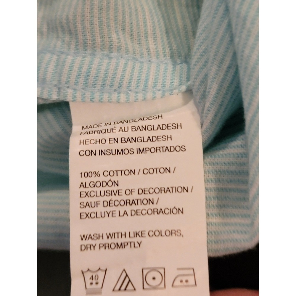 IZOD Saltwater Mens Short Sleeve Button Up Shirt Light Blue Striped Size XXL - Picture 9 of 9